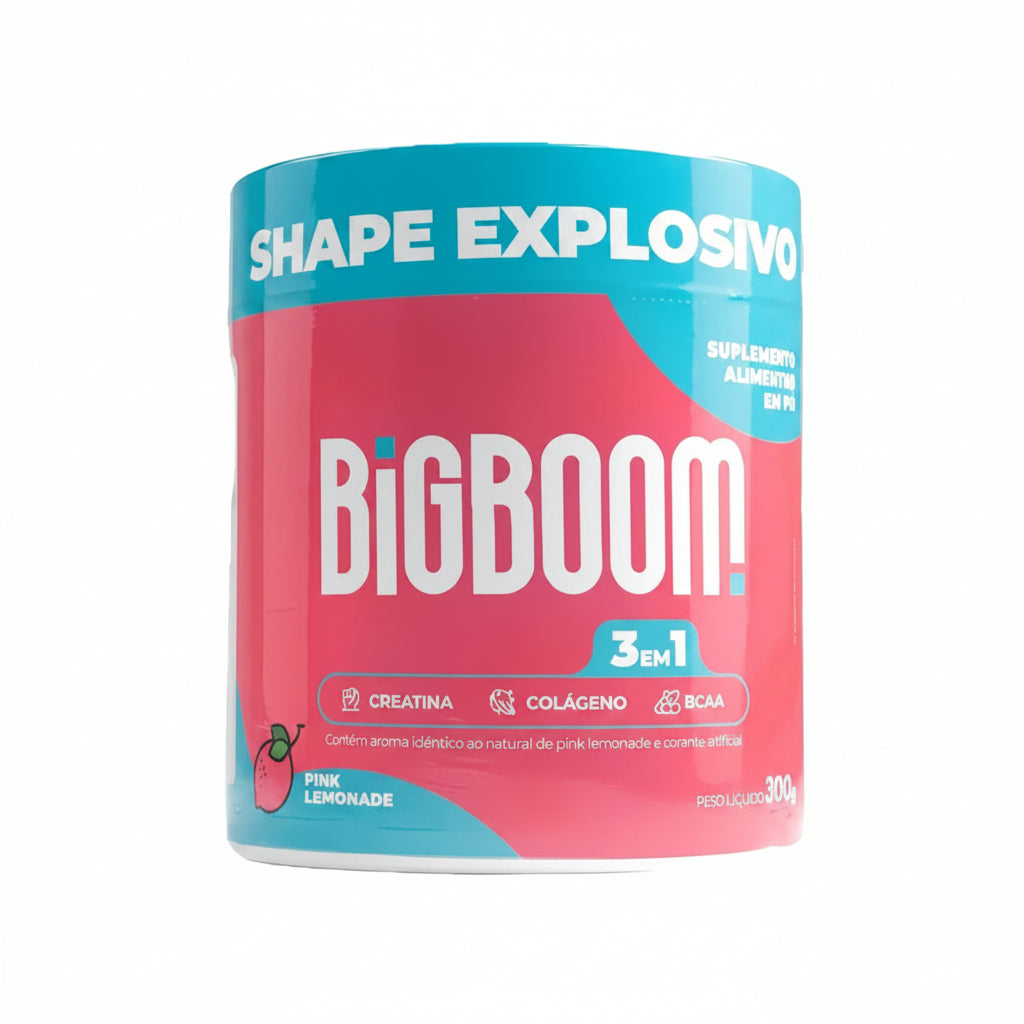BigBoom Creatina, BCA e Colágeno - Pink Limonade (300g). Oferta! 20% Off